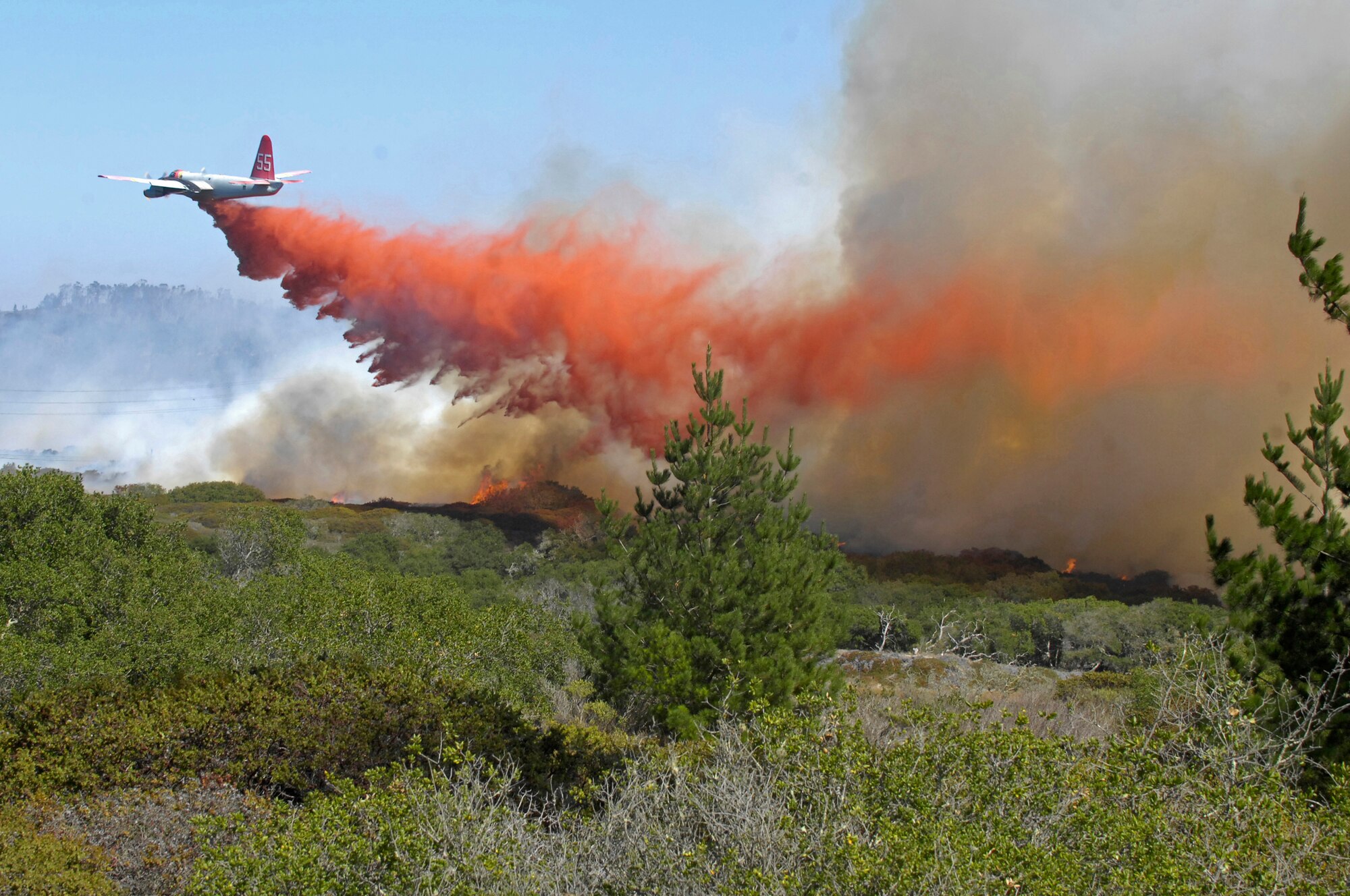 VANDENBERG AIR FORCE BASE, Calif. – Vandenberg Fire and local fire departments respond to a fire that started near Vandenberg’s main gate here Sept. 30 at approximately 11:45 a.m. Over 600 acres were burned by the fire. (U.S. Air Force photo/Airman 1st Class Andrew Lee)