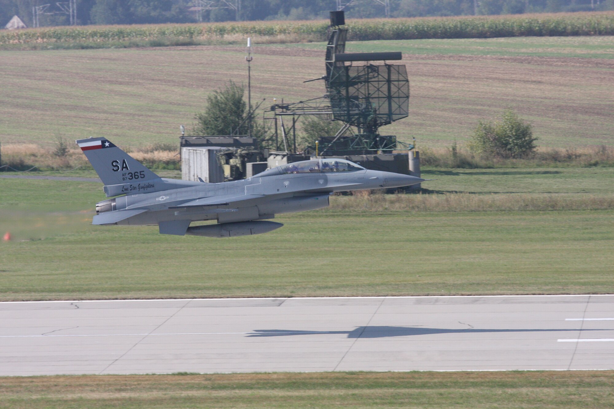 An F-16 takes off at Caslav Air Base.  Members of the Texas Air National Guard’s 149th Fighter Wing were in the Czech Republic conducting mutual training as part of the National Guard’s state partnership program.  (U.S. Air Force photo by Senior Master Sgt Miguel Arellano)