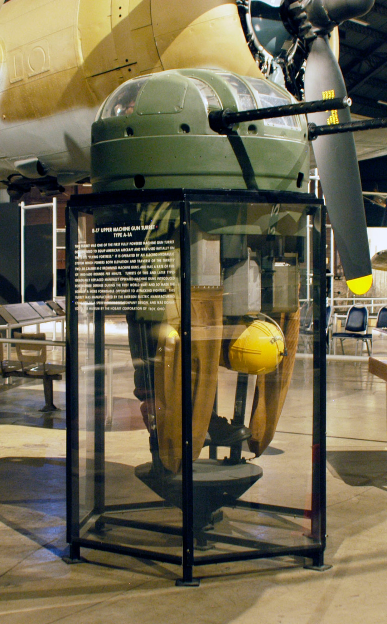 DAYTON, Ohio -- B-17 Upper Machine Gun Turret (Type A-1A) in the World War II Gallery at the National Museum of the U.S. Air Force. (U.S. Air Force photo)