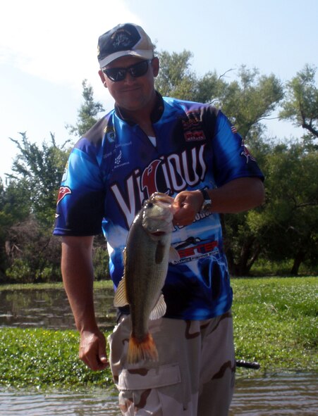 Master Sgt. Mark Kirkpatrick is a 386th Force Support Squadron lodging manager and a professional angler. He is deployed from McConnell Air Force Base, Kansas. (Courtesy photo) 