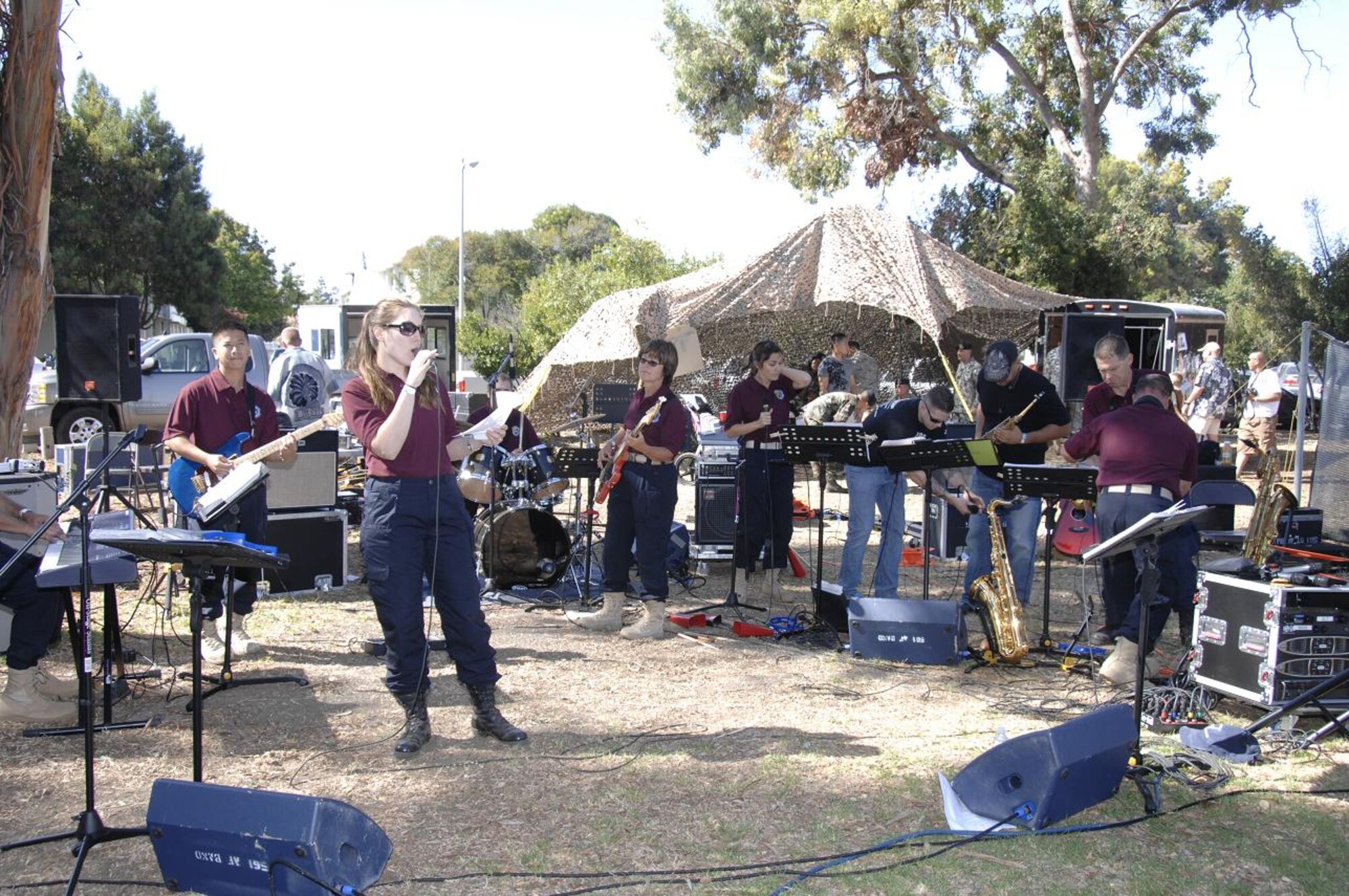 Members of the 561st Band of the West Coast from the 129th Rescue Wing perform for family and friends at the annual Family Day Picnic hosted Oct. 4 at Moffett Federal Airfield, Calif. (Air National Guard photo by Master Sgt. Dan Kacir)