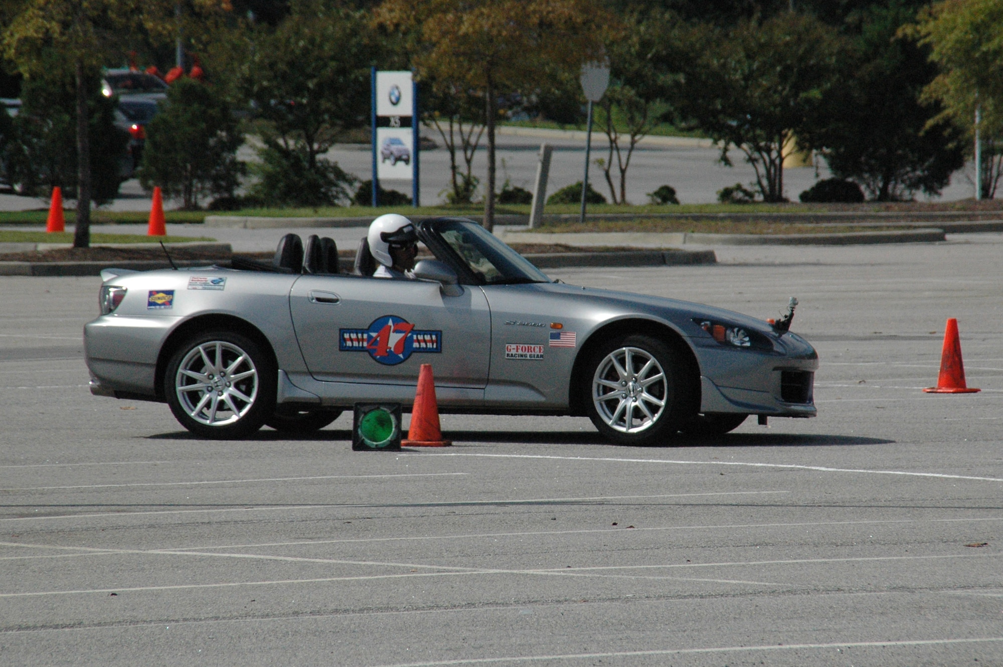 Major David Ball, a Reserve Flight Nurse with the 315th Aeromedical Evacuation Squadron at Charleston, AFB, S.C., races his Honda S2000 in a recent autocross race in North Charleston, S.C.  Maj. Ball is in his second season as an autocross racer.  (U.S. Air Force Photo/Capt. Wayne Capps)
