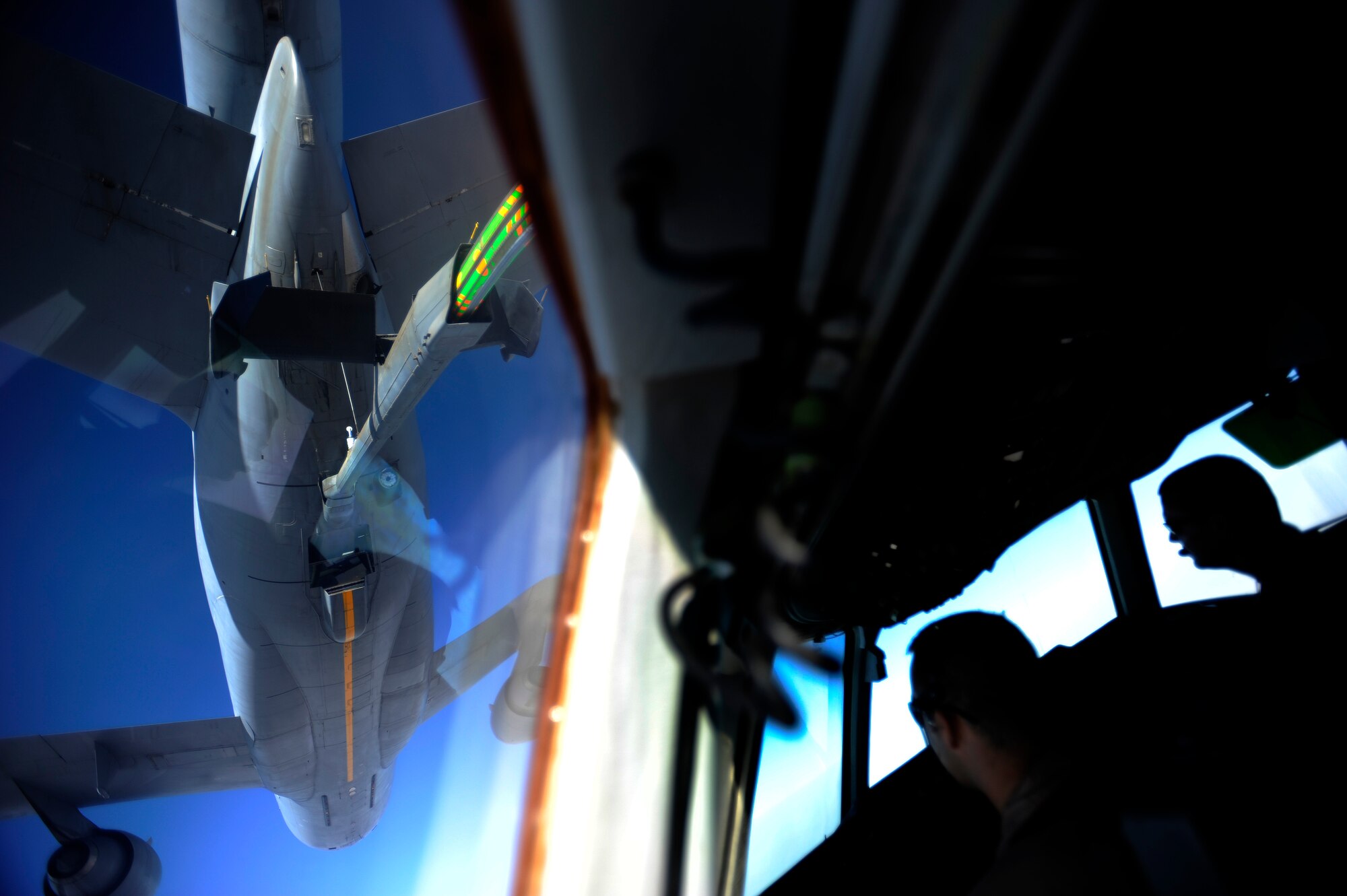 AFGHANISTAN - A U.S. Air Force 908th Air Refueling Squadron KC-10A Extender refuels another KC-10A over Afghanistan, Oct. 2, 2009.  (U.S. Air Force photo/Staff Sgt. Michael B. Keller)