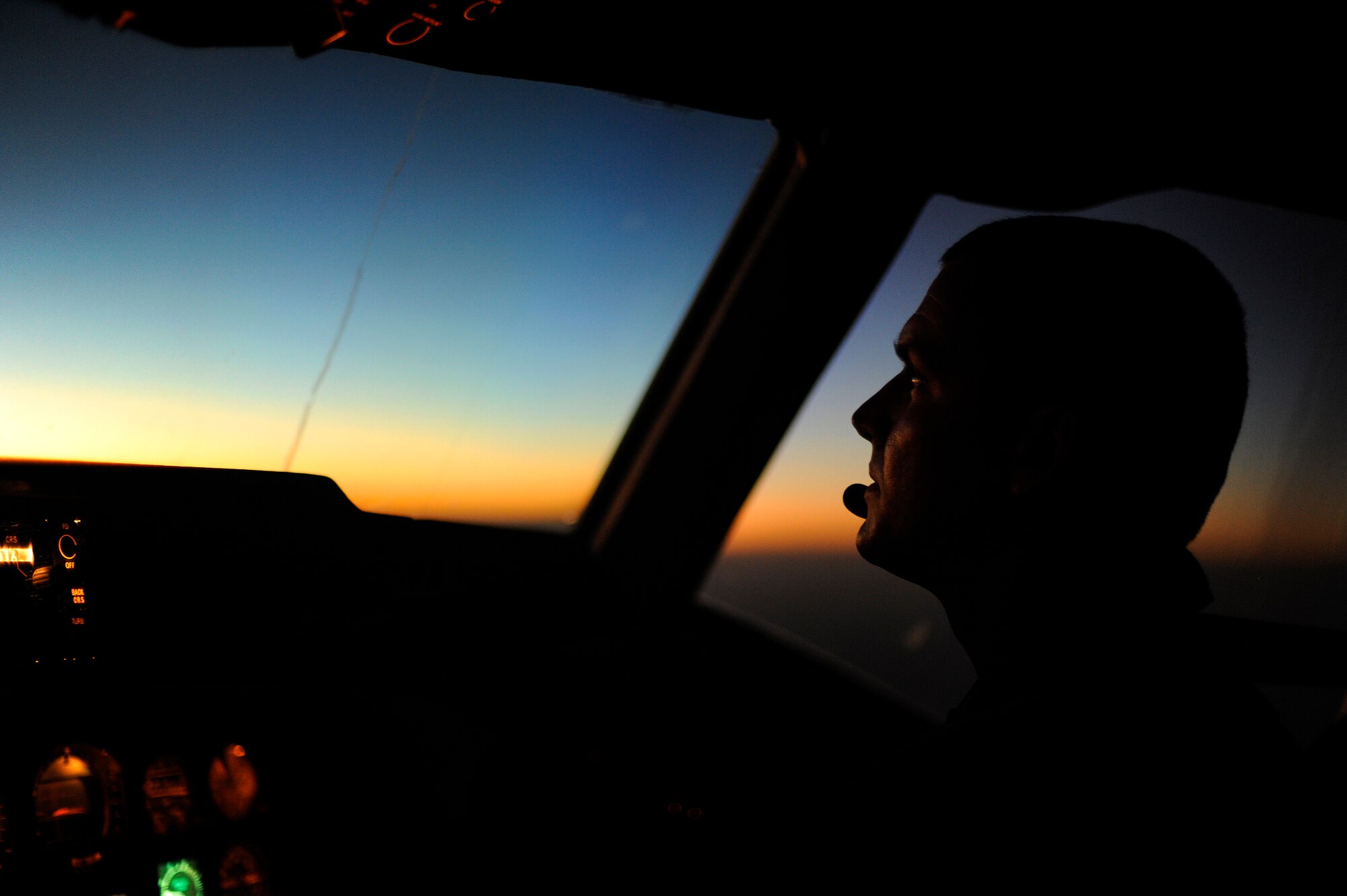 AFGHANISTAN - U.S. Air Force Capt. Jake Hale, a pilot from the 908th Air Refueling Squadron, keeps watch on a KC-135R Stratotanker as he maneuvers his KC-10A Extender into position for refueling over Afghanistan, Oct. 2, 2009.  (U.S. Air Force photo/Staff Sgt. Michael B. Keller)