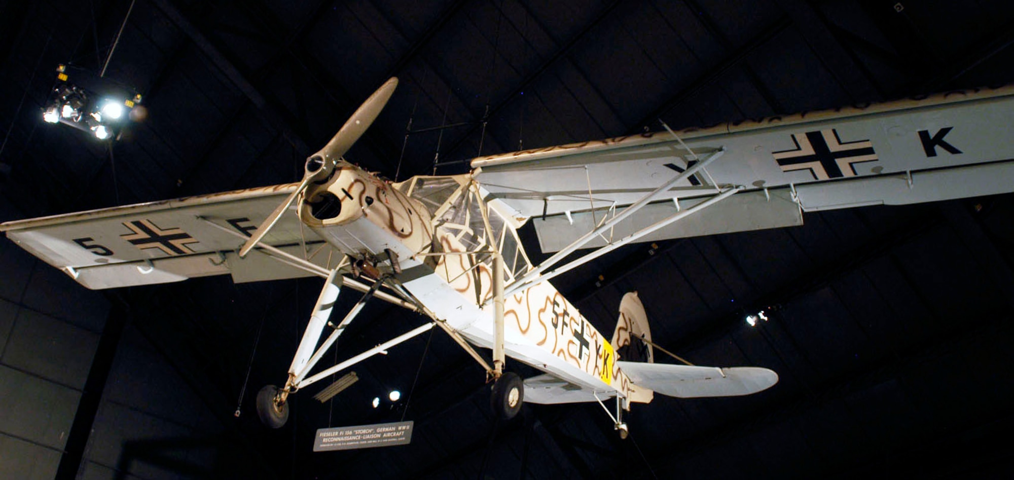 DAYTON, Ohio -- Fieseler Fi-156C-1 Storch in the World War II Gallery at the National Museum of the United States Air Force. (U.S. Air Force photo)