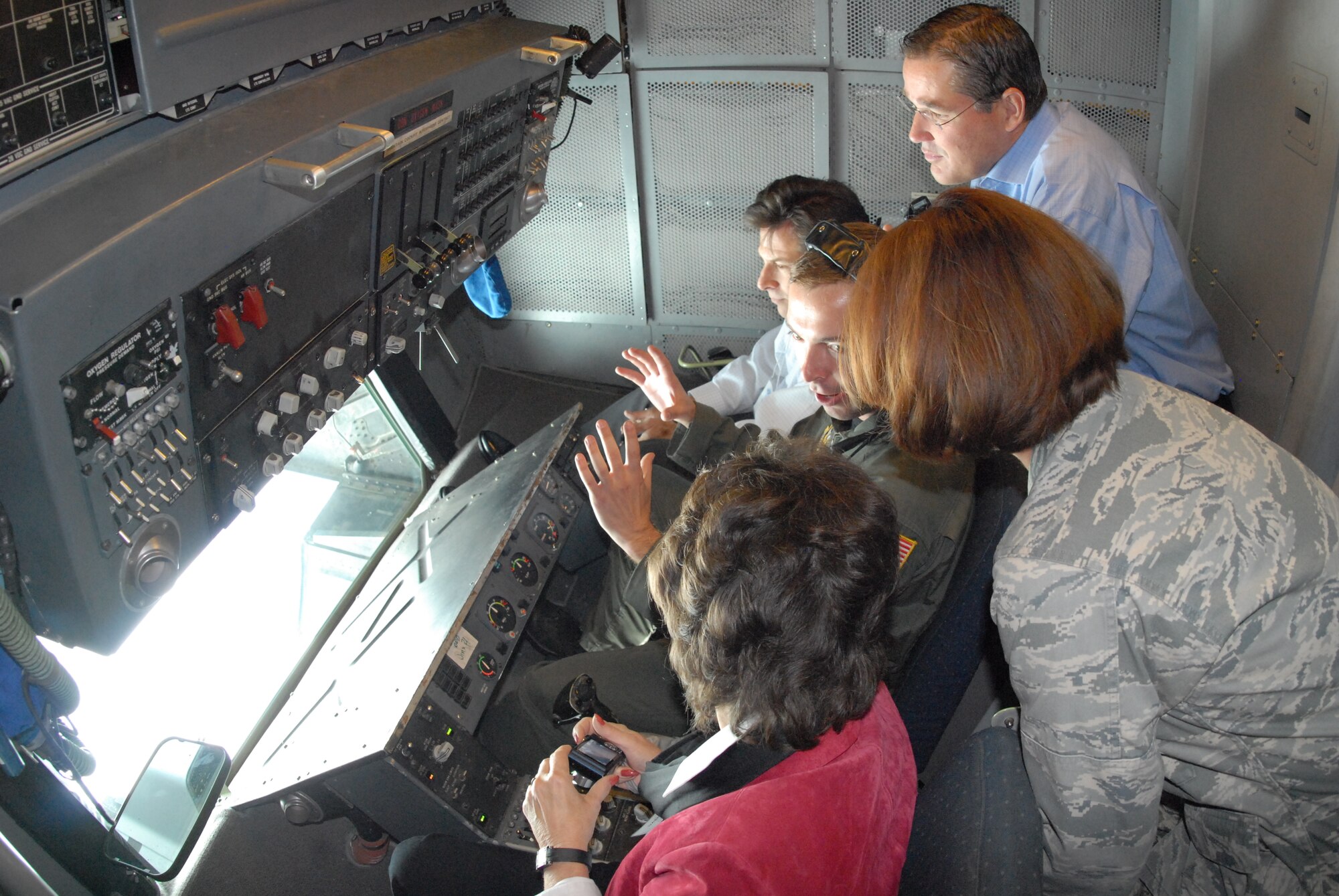 More than 30 civic leaders flew from Buckley Air Force Base, Colo. for a tour of Nellis AFB and Kreech AFB, Nev, Oct. 7. The two day tour included visits of the U.S. Air Force Warfare Center and the Thunderbirds hangar. (U.S. Air Force photo by Tech Sgt. J. Lavoie)