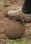 Muddy fields complicated play during the Defender Cup soccer tournament at the League Executive San Antonio soccer fields. (U.S. Air Force photo/Robbin Cresswell)