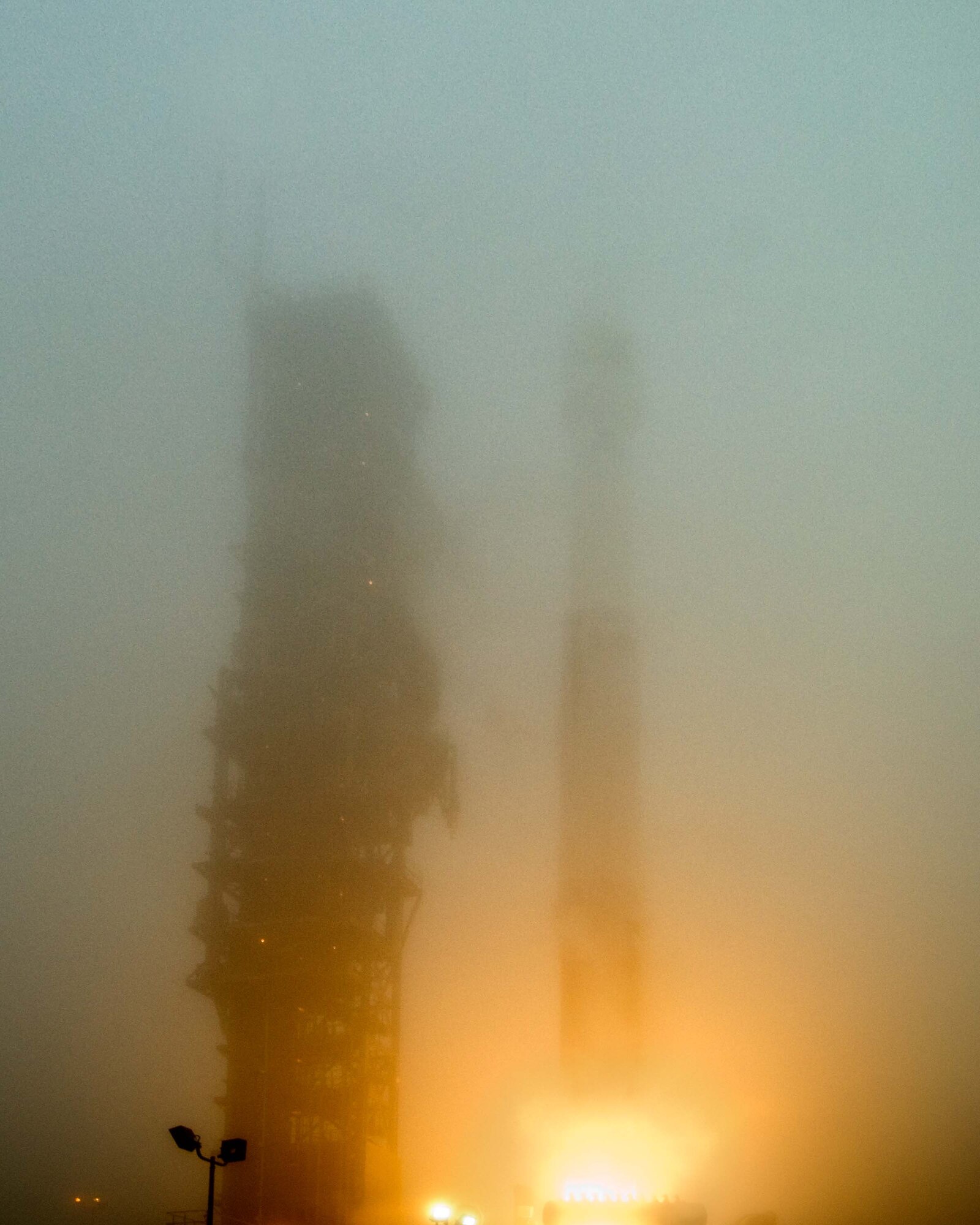 VANDENBERG AFB, Calif. -- A United Launch Alliance Atlas V carrying the Air Force's Defense Meteorological Satellite Program F18 mission lifts off from Space Launch Complex-3 here at 9:12 a.m. Despite a foggy day, the Atlas V flawlessly delivered DMSP F18 successfully to its assigned orbit after an 18 minute flight.  (United Launch Alliance photo/Pat Corkery)