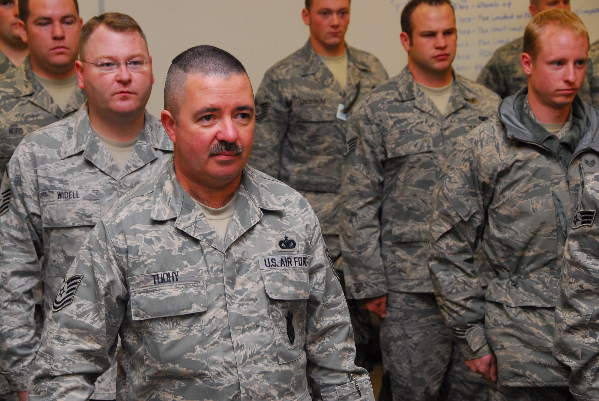 Air National Guardsmen prepare to deploy early Monday morning October 19th, 2009 at the Duluth, Minn. Air National Guard Base.  148th Fighter Wing Security Forces personnel are deploying to Southwest Asia in support of Operation Iraqi Freedom.
