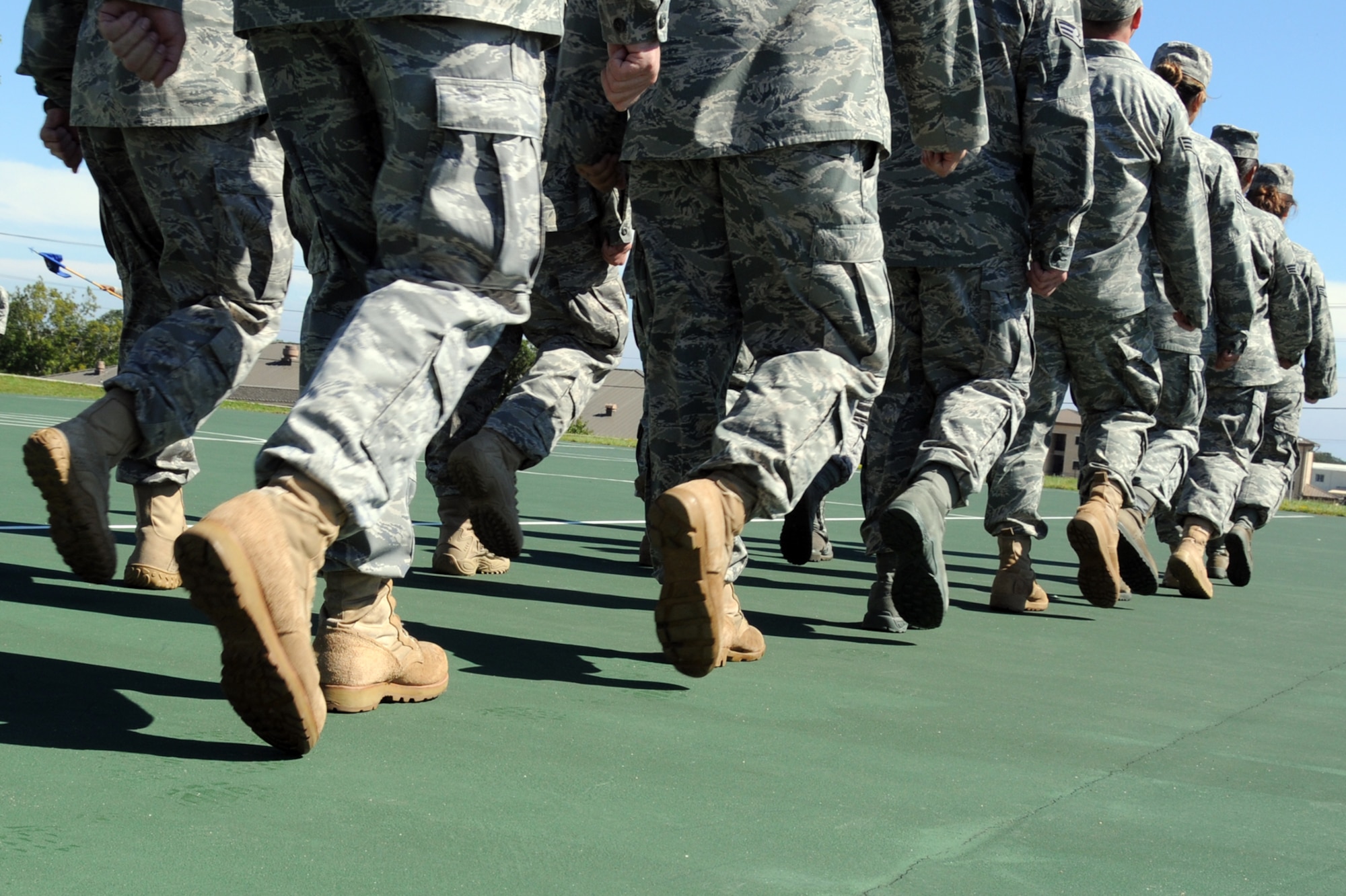 EGLIN AIR FORCE BASE, Fla. – Airmen rehearse marching movements at the Eglin Professional Development Center, Oct. 16. The Airmen will graduate this week from Airmen Leadership School as part of their month-long path to becoming a non-commissioned officer. Roughly every two to three weeks ALS starts up a new class, averaging seven classes a year. (U.S. Air Force photo/ Airman Anthony Jennings)