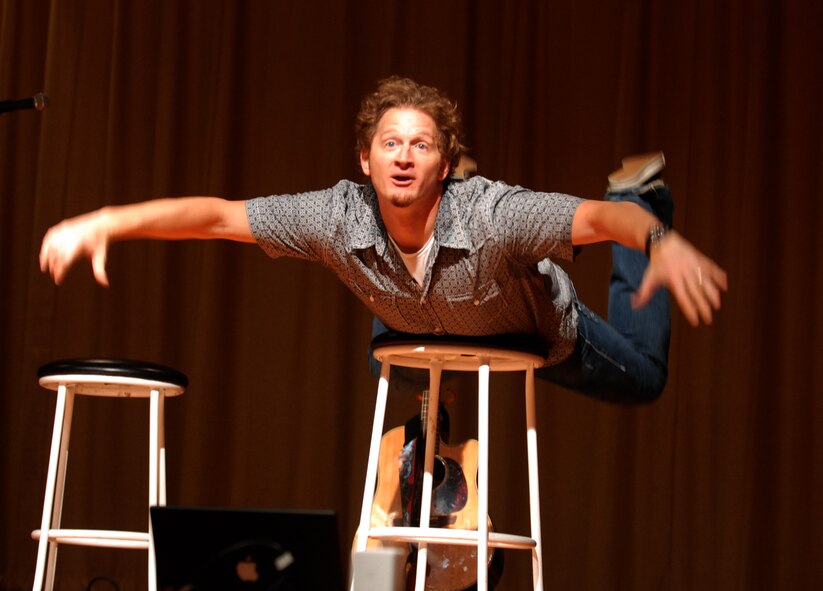 Tim Hawkins, standup comedian, performed in support of the military and their families at the Luke Air Force Base Theatre on October 15, 2009. The Luke Air Force Base Chapel and Club Communities held the event with hosts Tim & Willy from KMLE country music station. (U.S. Air Force photo by Airman 1st Class Sandra Welch)  