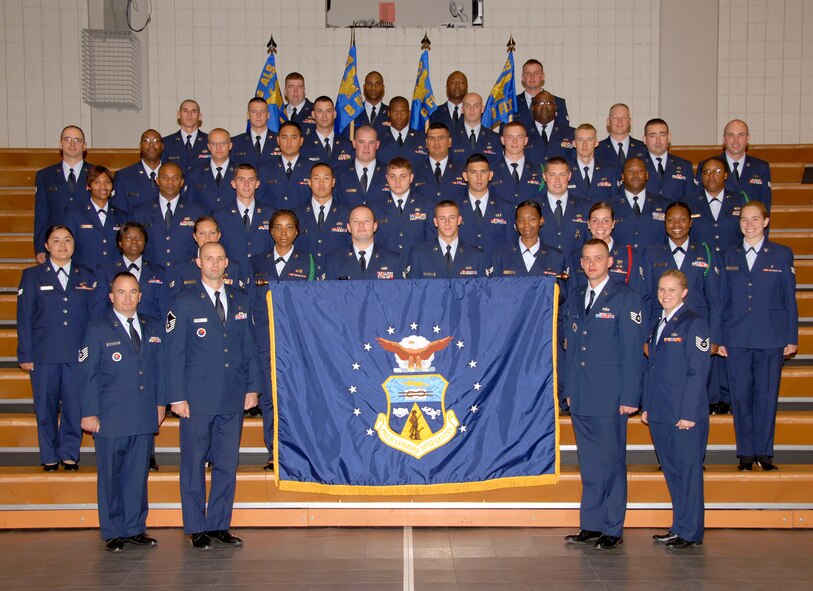 McGHEE TYSON AIR NATIONAL GUARD BASE, Tenn. -- Airman Leadership School Class 09-6 gathers at Wilson Hall on the campus of The I.G. Brown Air National Guard Training and Education Center here, Oct. 1, 2009. (U.S. Air Force photo by Master Sgt. Kurt Skoglund/Released)