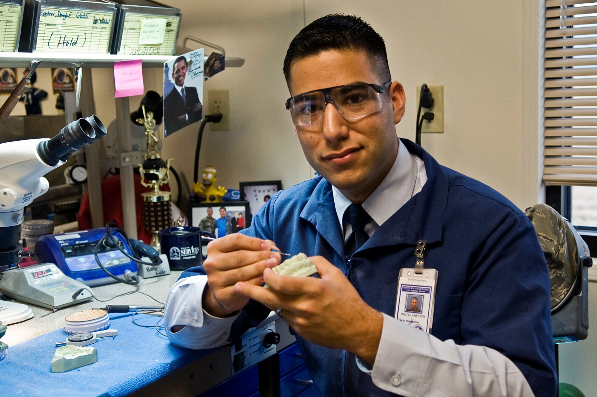 Senior Airman Les Hernandez, 21st Dental Squadron, was selected for this week's First Knight award. This award is designed to recognize outstanding Airmen each week for the work they do every day. (Air Force photo by Larry Hulst) 