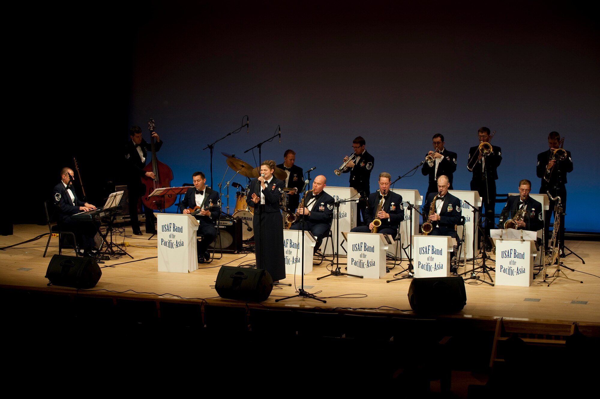 MISAWA AIR BASE, Japan -- The Greatlanders, the Pacific Air Forces show band, performs at the Misawa International Center Oct. 17. Their performance at the Misawa International Center served as a prelude to their feature performance during Misawa Air Base's Air Fest 2009 the following day. (U.S. Air Force photo/Staff Sgt. Samuel Morse)