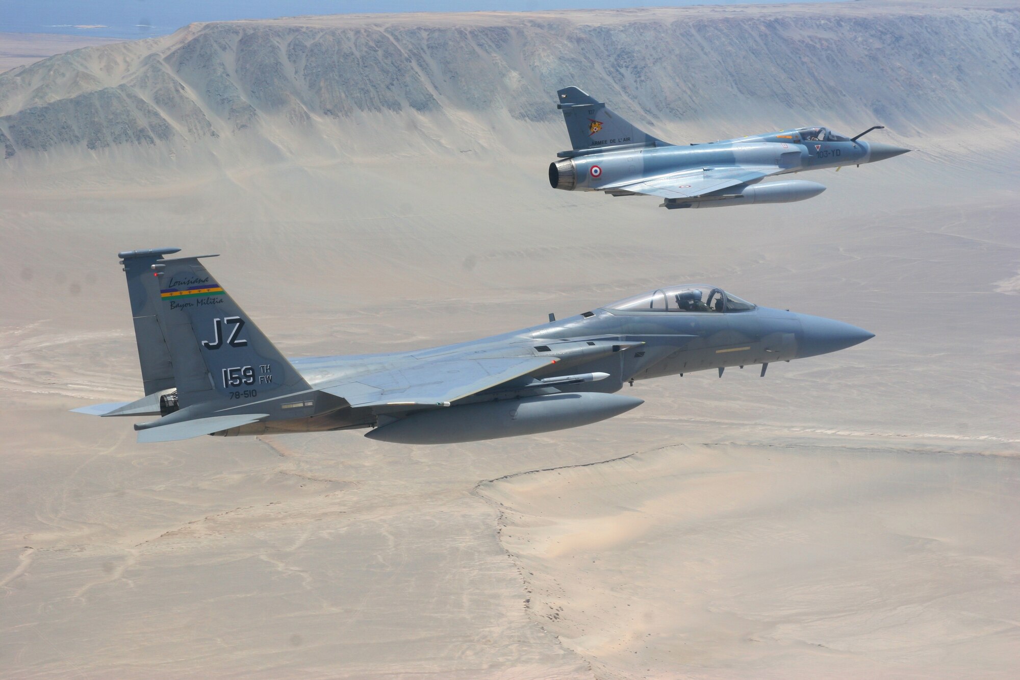 ANTOFAGASTA, Chile -- Chile, Argentina, Brazil, France and the United States participate in a dissimilar aircraft formation during Exercise SALITRE II hosted by Chile. (U.S. Air Force Photo by Technical Sergeant Travis Burke)