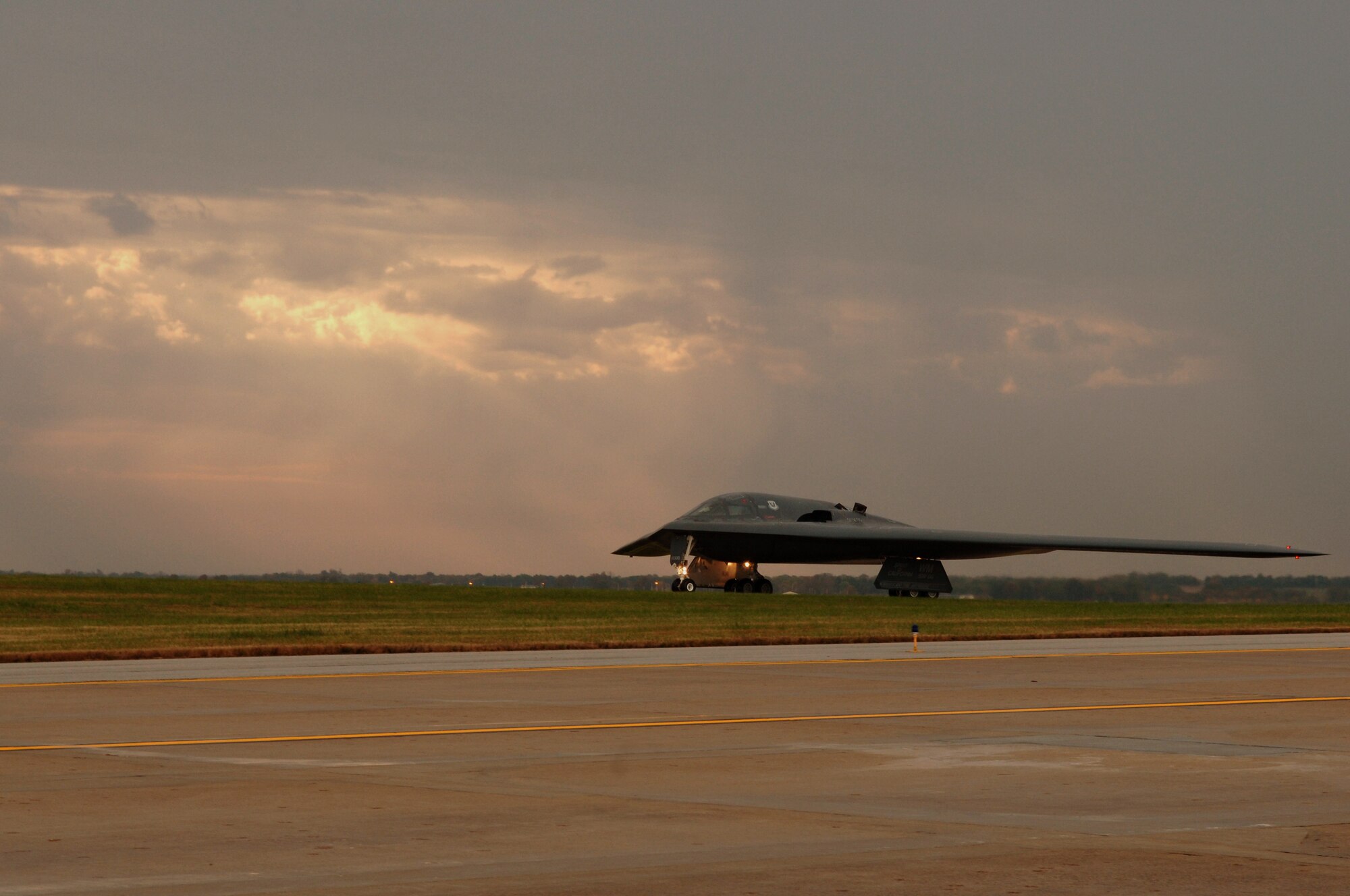 WHITEMAN AIR FORCE BASE, Mo. – The Spirit of California taxis toward the runway during the Nuclear Operations Readiness Inspection Oct. 20. The out-brief is scheduled for today  to report how well Whiteman members performed during the inspection.  (U.S. Air Force photo/Senior Airman Jessica Snow)(Released) 