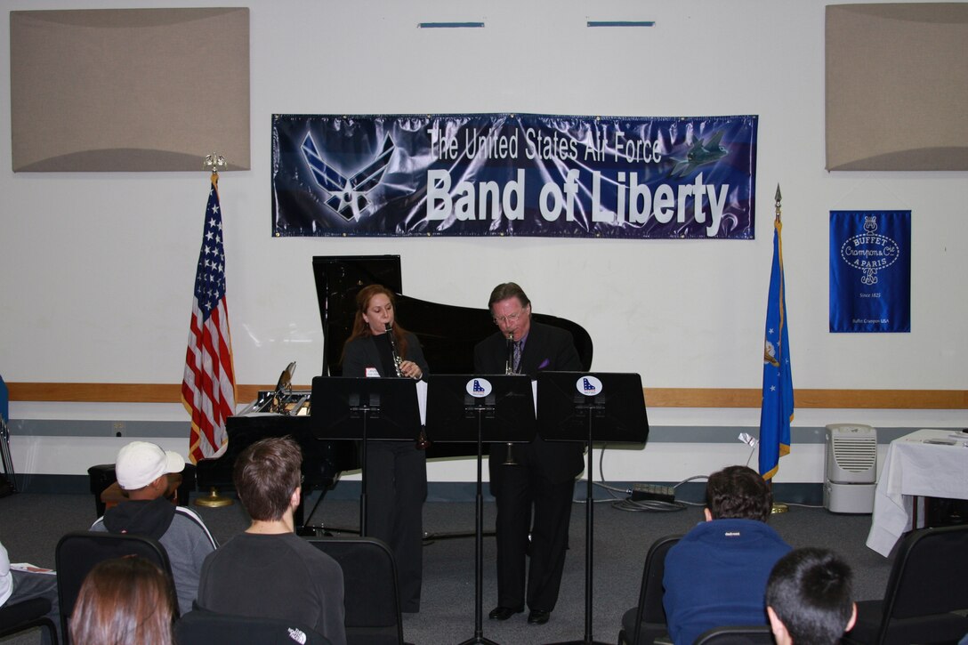 Dr. Robert Spring and Michele Von Haugg performing during Band of Liberty Clarinet Day