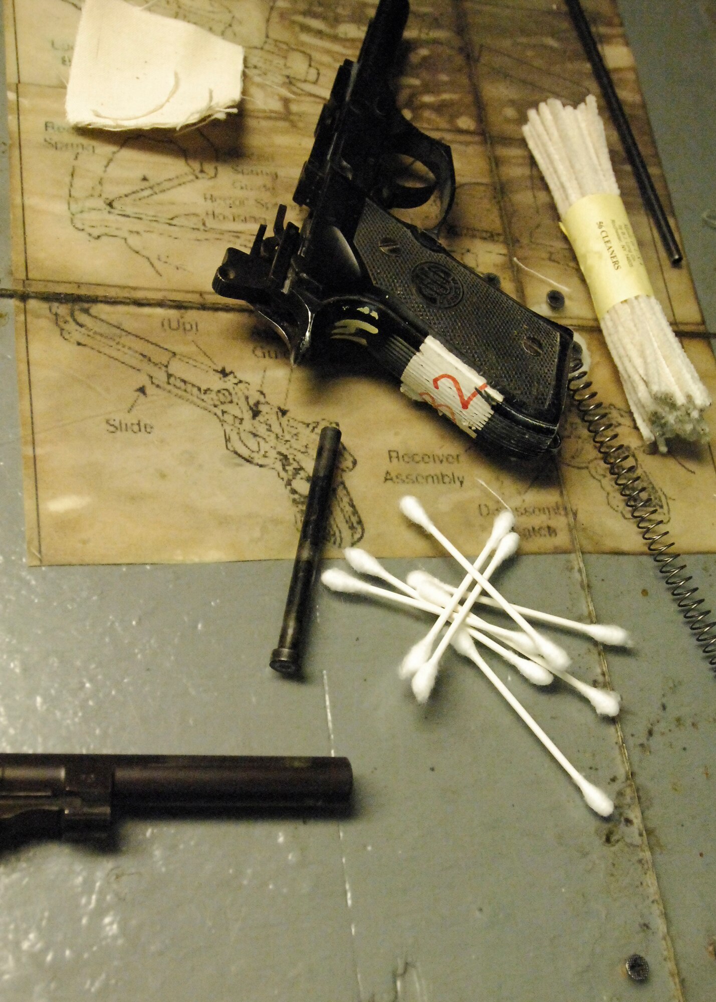 BAGRAM AIRFIELD, Afghanistan -- Members of Bagram Airfield are advised to clean their weapons routinely.  This assures that members weapons work properly and safely if needed.  (U.S. Air Force photo/Senior Airman Felicia Juenke)