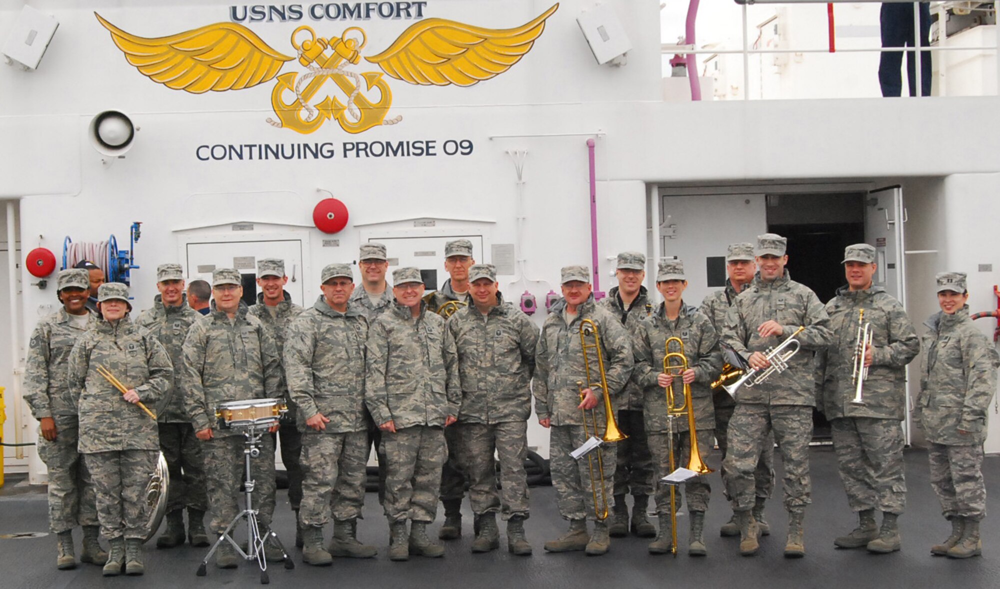 The AFSOUTH Band poses for a group photo.