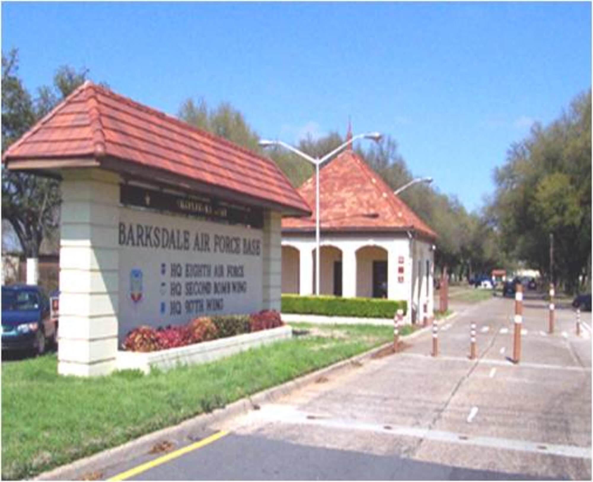 In 2006, the old West Gate guard house was no longer in use. The new gate was built farther from the main highway. (U.S. Air Force photo) (RELEASED)