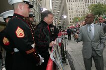 Marines from 6th Communication Battalion, 4th Marine Logistics Group, and Stewart Jacobson, author and producer, talk with Al Roker on NBC's "Today Show," Oct. 21, New York City about the U.S. Marine Corps Reserve Toys for Tots Program. The program is a charitable extension of the Marine Corps that collects toys for as many of the 13 million children living in poverty as possible at Christmas-time each year. Over the past 62 years the U.S. Marine Corps Reserve Toys for Tots Program has distributed 400 million toys to 188 million less fortunate children. These Brooklyn, N.Y., based Marines handle all donations and distributions for New York City. For more information about Toys for Tots visit www.toysfortots.org.   (Official Marine Corps photo by Sgt. Randall A. Clinton)