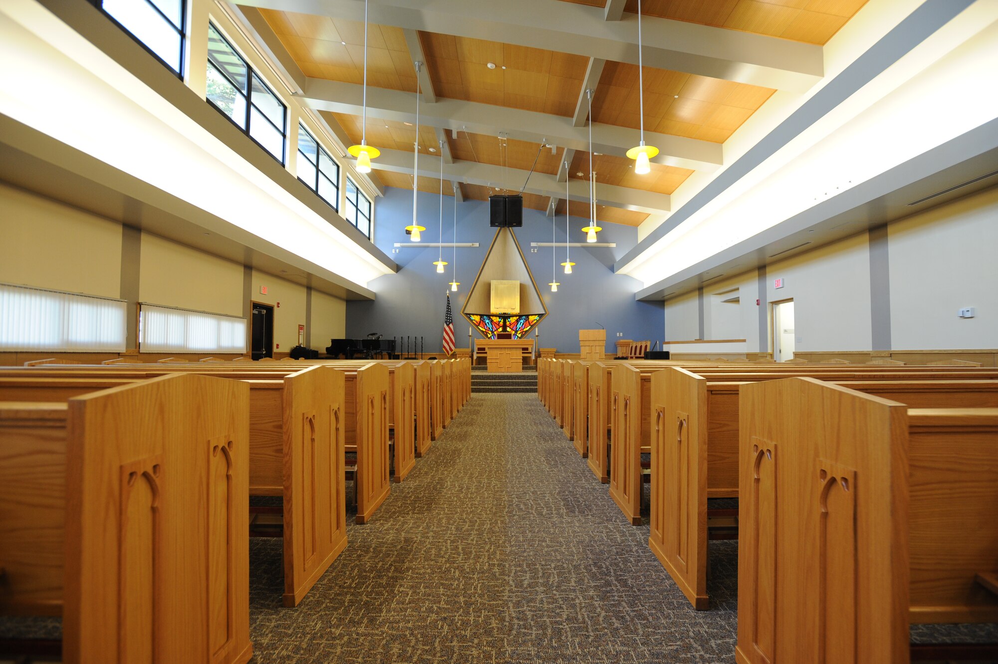 MISAWA AIR BASE, Japan - The Misawa Air Base chapel reopened Oct. 22 during a ribbon cutting ceremony. The chapel was closed for 18 months for renovations and has received a new roof, larger sanctuary, classrooms and an upgraded kitchen. (U.S. Air Force photo/Senior Airman Jamal D. Sutter)