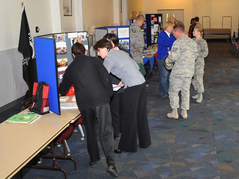 FAIRCHILD AIR FORCE BASE, Wash. – Various organizations such as the Ronald McDonald House and Red Cross set up booths at the CFC ceremony to brief on services they provide Oct 13. This took place immediately following the ceremony at the Deel Community center. (U.S. Air Force photo / Staff Sgt. JT May III)