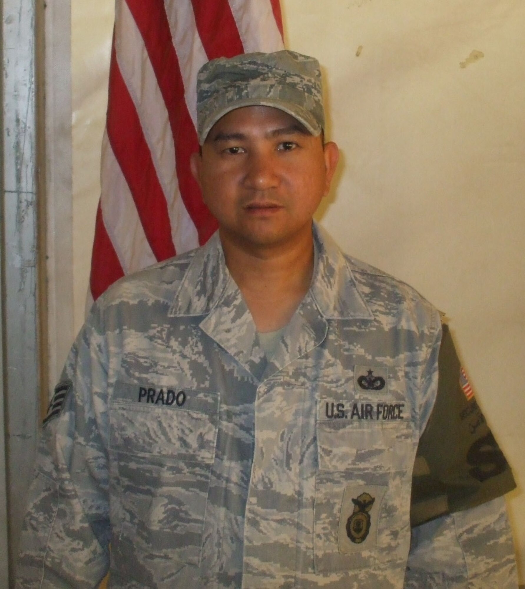 Staff Sgt. Eugenio Prado is the 387th Expeditionary Security Forces Squadron operations and training non-commissioned officer in charge. He is deployed from the 62nd SFS, McChord Air Force Base, Wash. (Courtesy photo)