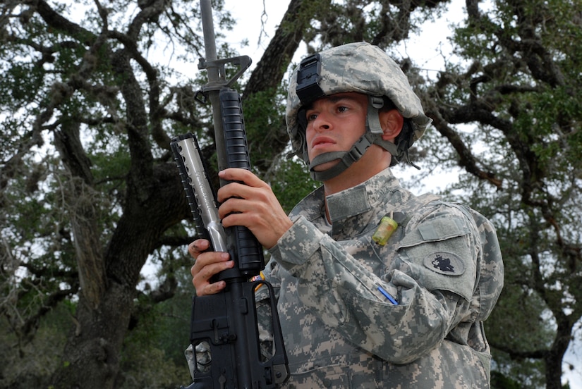 FORT SAM HOUSTON, Texas — Spc. Carlos Morales, 1st Battalion, 228th Aviation Regiment, U.S. Army South, assembles an M-16 rifle during the U.S. Army South Soldier of the Quarter competition here. (Photo by Robert R. Ramon, U.S. Army South Public Affairs)