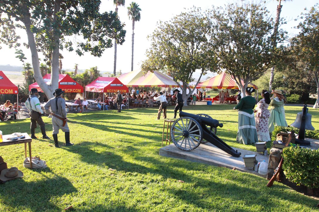 Old Town Temecula Gunfighters put on a gunfight demonstration at the Headquarters and Support Battalions fall festival held at Santa Marguarita Ranch House, Camp Pendleton, Oct. 23. The performers emphasized weapon safety during their spectacular gunplay.