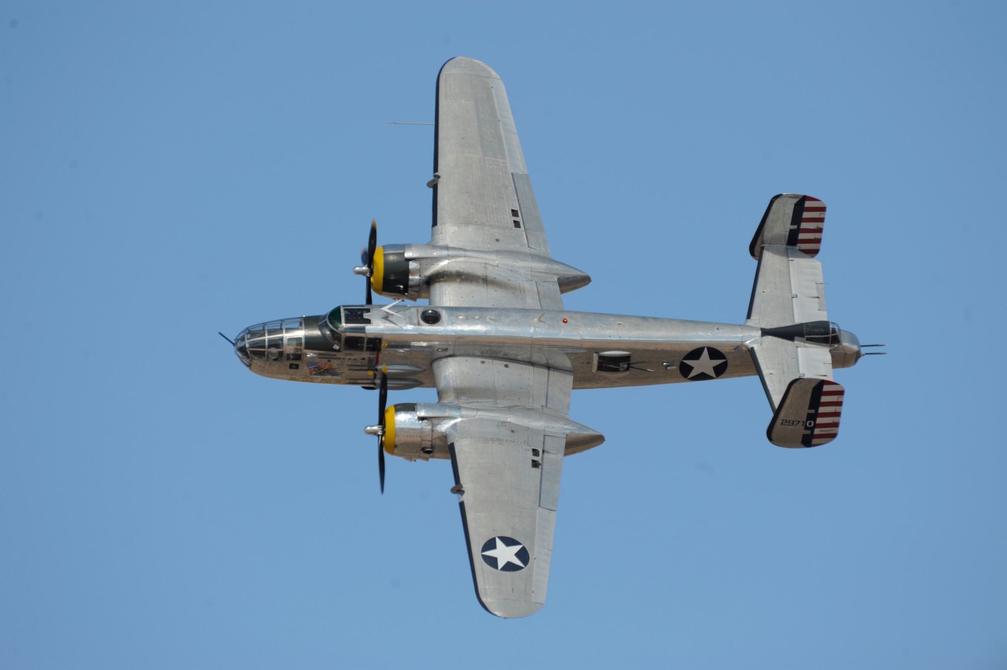 HOLLOMAN AIR FORCE BASE, N.M. -- A B-25 flown by Jim Terry performs at the 2009 open house here Oct. 24. The Holloman Open House showcased military and civilian aircraft. (U.S. Air Force photo by Tech. Sgt. Chris Flahive)

