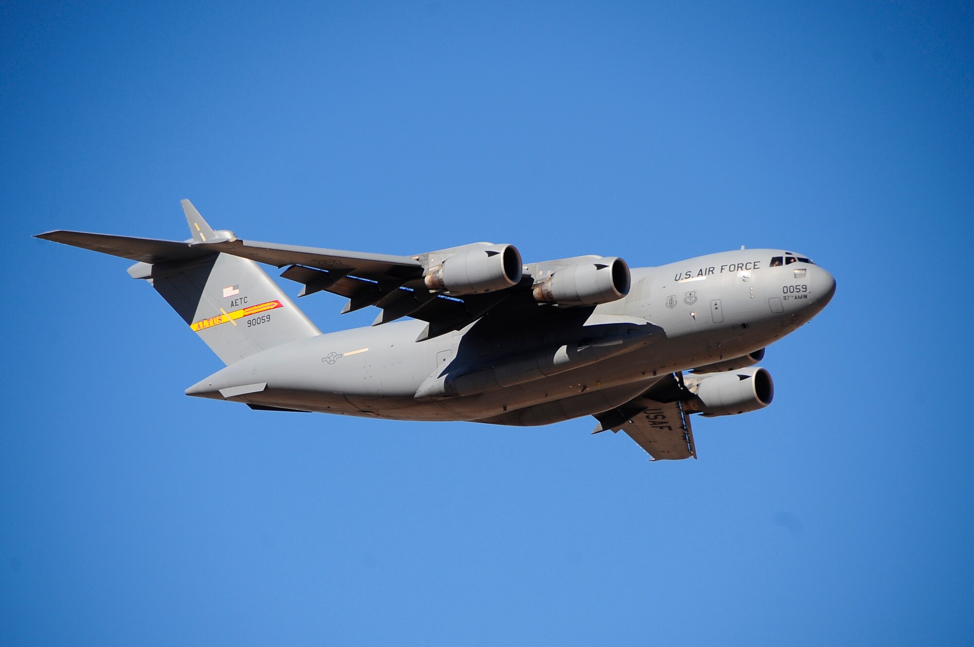 HOLLOMAN AIR FORCE BASE, N.M. -- A C-17 Globemaster III performs at the 2009 open house here Oct. 24. The Holloman Open House showcased military and civilian aircraft. (U.S. Air Force photo by Tech. Sgt. Chris Flahive)
