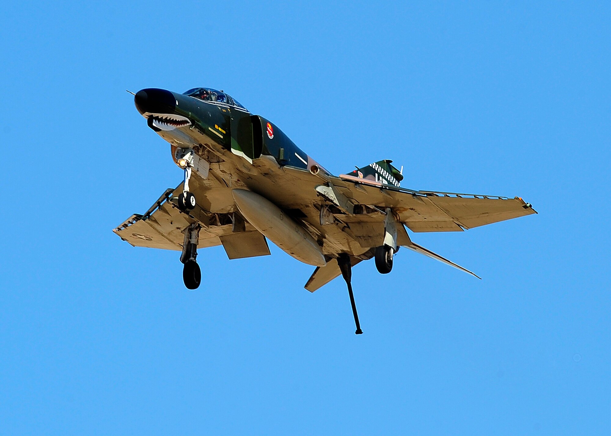 HOLLOMAN AIR FORCE BASE, N.M. -- An F-4 Phantom II from the 82nd Aerial Targeting Squadron here practices Oct. 23 before the Raptors and Reapers over the Southwest Open House. The open house starts at 9 a.m. and runs until 4:30 p.m. Oct. 24. (U.S. Air Force photo by Tech. Sgt. Chris Flahive)
