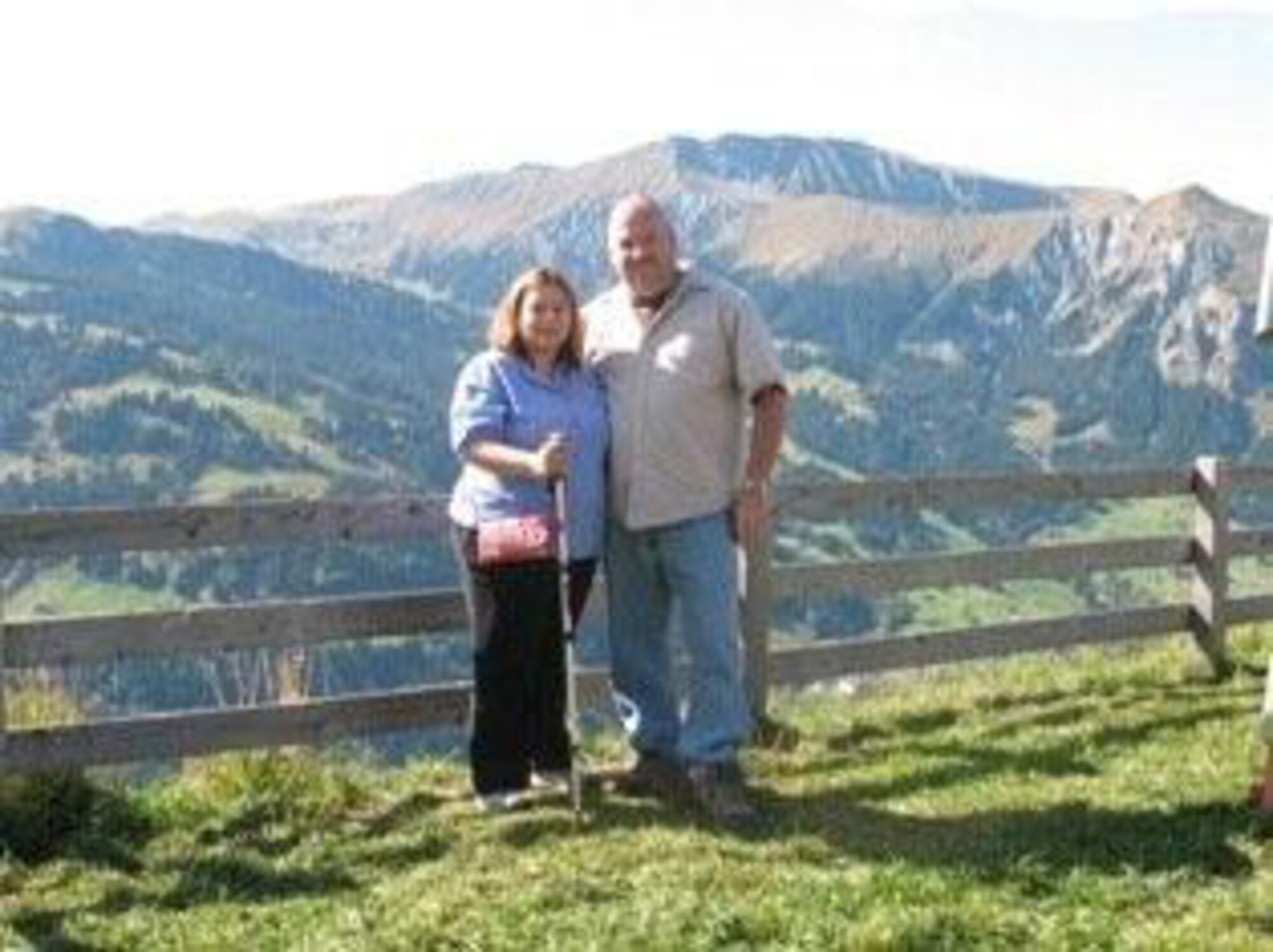 SEYMOUR JOHNSON AIR FORCE BASE, N.C. -- Master Sgt. Chris Scher, a Reservist with the 916th Air Refueling Wing Safety Office, stands with his wife among the Swiss Alps.