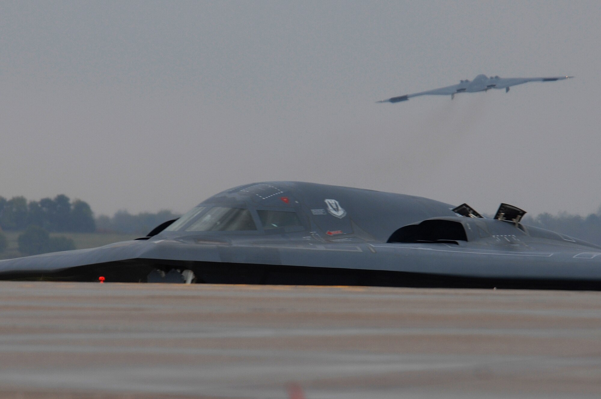 WHITEMAN AIR FORCE BASE, Mo. – The Spirit of California taxis toward the runway during the Nuclear Operations Readiness Inspection Oct. 16. The NORI is a higher-headquarters inspection that evaluated the 509th Bomb Wing's capability to conduct nuclear operations. (U.S. Air Force photo/Senior Airman Jessica Snow)(Released) 