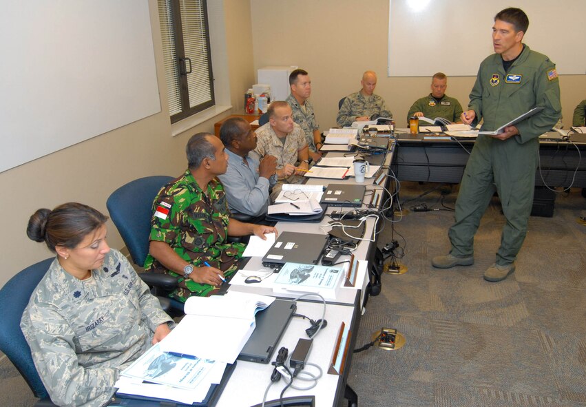 Col. Charles Eastman, an instructor at the Air Force's Air War College, teaches his class of senior leaders at Maxwell July 31. AWC graduates more than 250 in-resident students and 2,500 distance learning students annually. (U.S. Air Force photo/Jamie Pitcher)