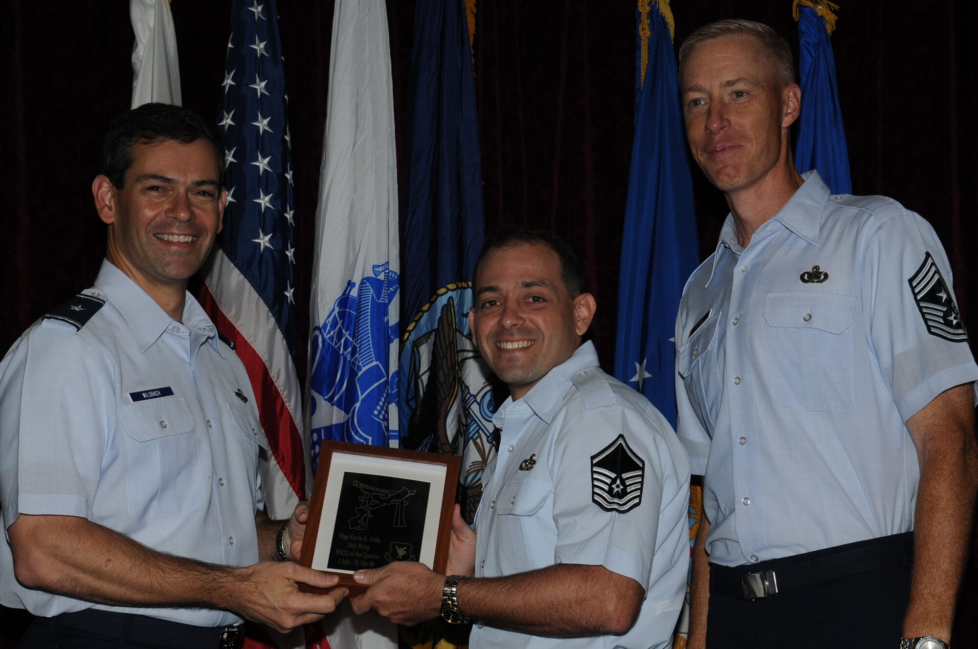 Master Sgt. Kevin Avila, 18th Civil Engineer Squadron, was named the 18th Wing Senior NCO of the Quarter.