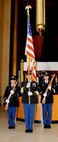 BISMARCK, N.D.  -- Members of the North Dakota National Guard present the colors at the Day of the Deployed ceremony here, Oct. 26. The 4th annual Day of the Deployed ceremony is part of an active way to support our brothers in arms who are sent overseas in order to protect the freedoms of America and her allies. (U.S. Air Force photo by Senior Airman Michael Veloz)