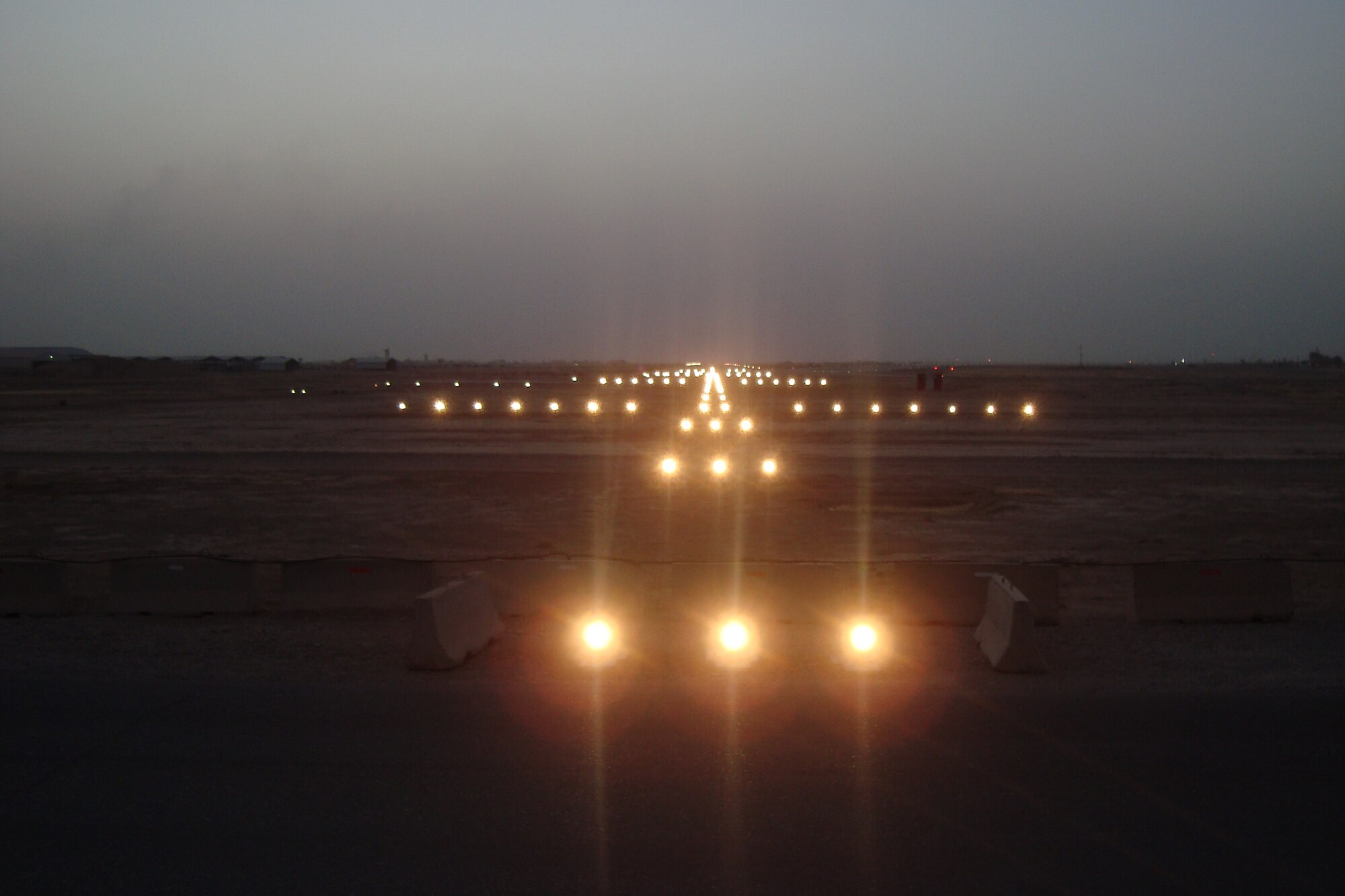 Runway approach lights, along with a digital airport surveillance radar system, various navigational aids and other equipment, were part of the suite of equipment officially turned over to the Iraqi air force in a ceremony Oct. 26 at Kirkuk Air Base.  The Electronic Systems Center, headquartered at Hanscom AFB, Mass., provided the equipment via foreign military sales procedures.  (Courtesy photo)