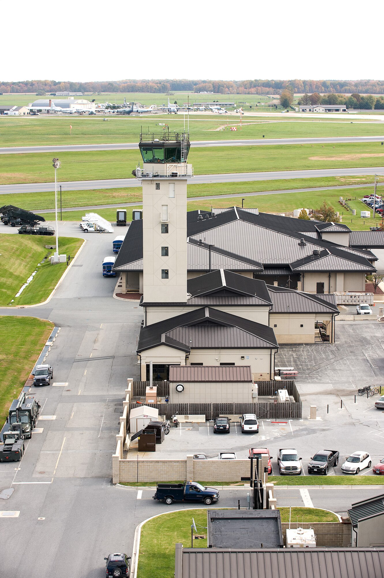 The oldest stateside air traffic control tower will be replaced by the newest tower at Dover Air force base by the end of October. The old tower?s cab will be removed during its demolition and donated to the Air Mobility Command Museum for display. (U.S. Air Force photo/Jason Minto)