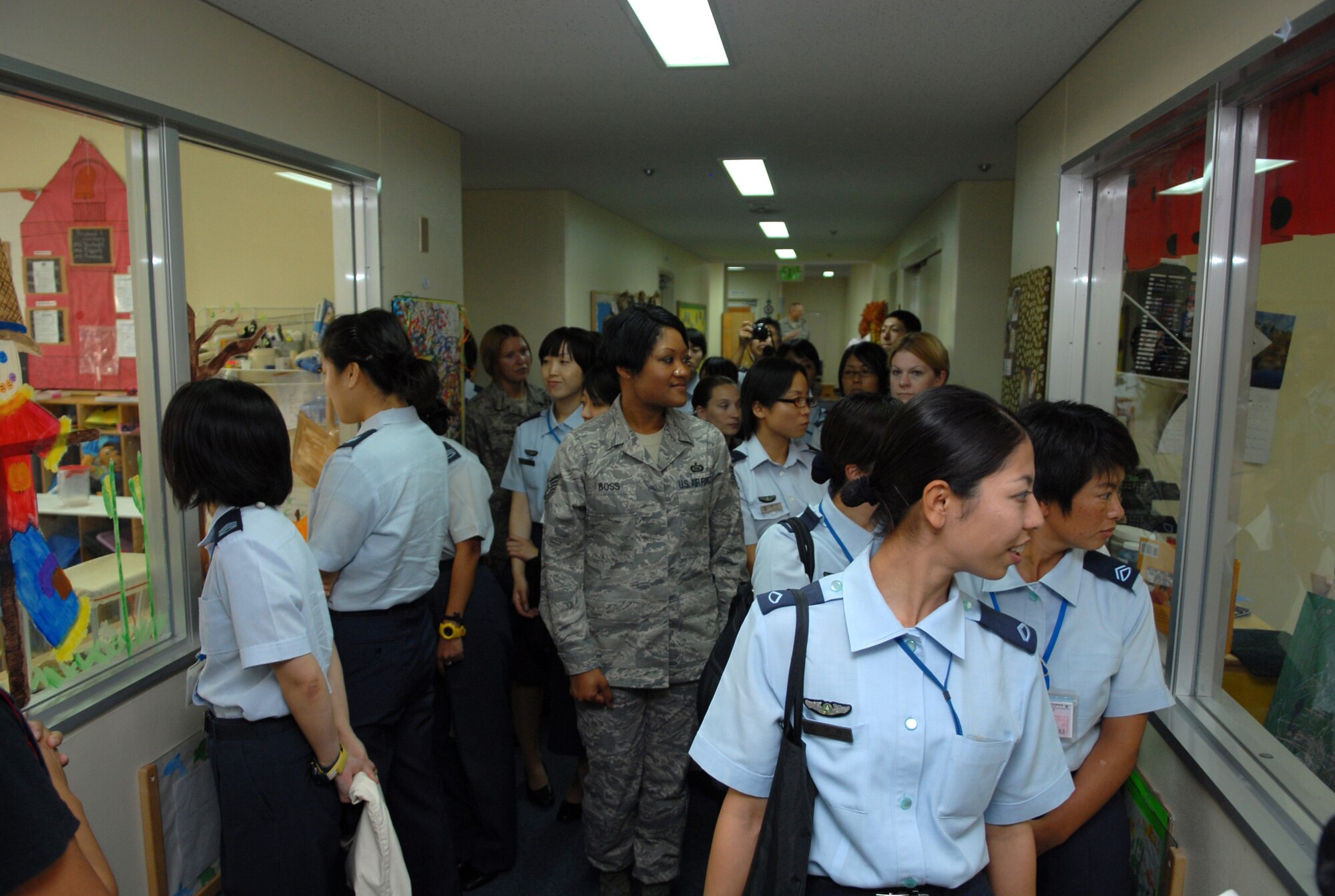 Japan Air Self-Defense Force Airmen visit the Niko Niko Child Development Center. The JASDF Airmen were visiting for a seminar and tour of Kadena Air Base on Oct. 28. (U.S. Air Force photo/Junko Kinjo)