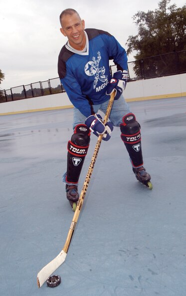 Rich Winsor aspires to start an inline hockey league at Robins. U. S. Air Force photo by Sue Sapp  