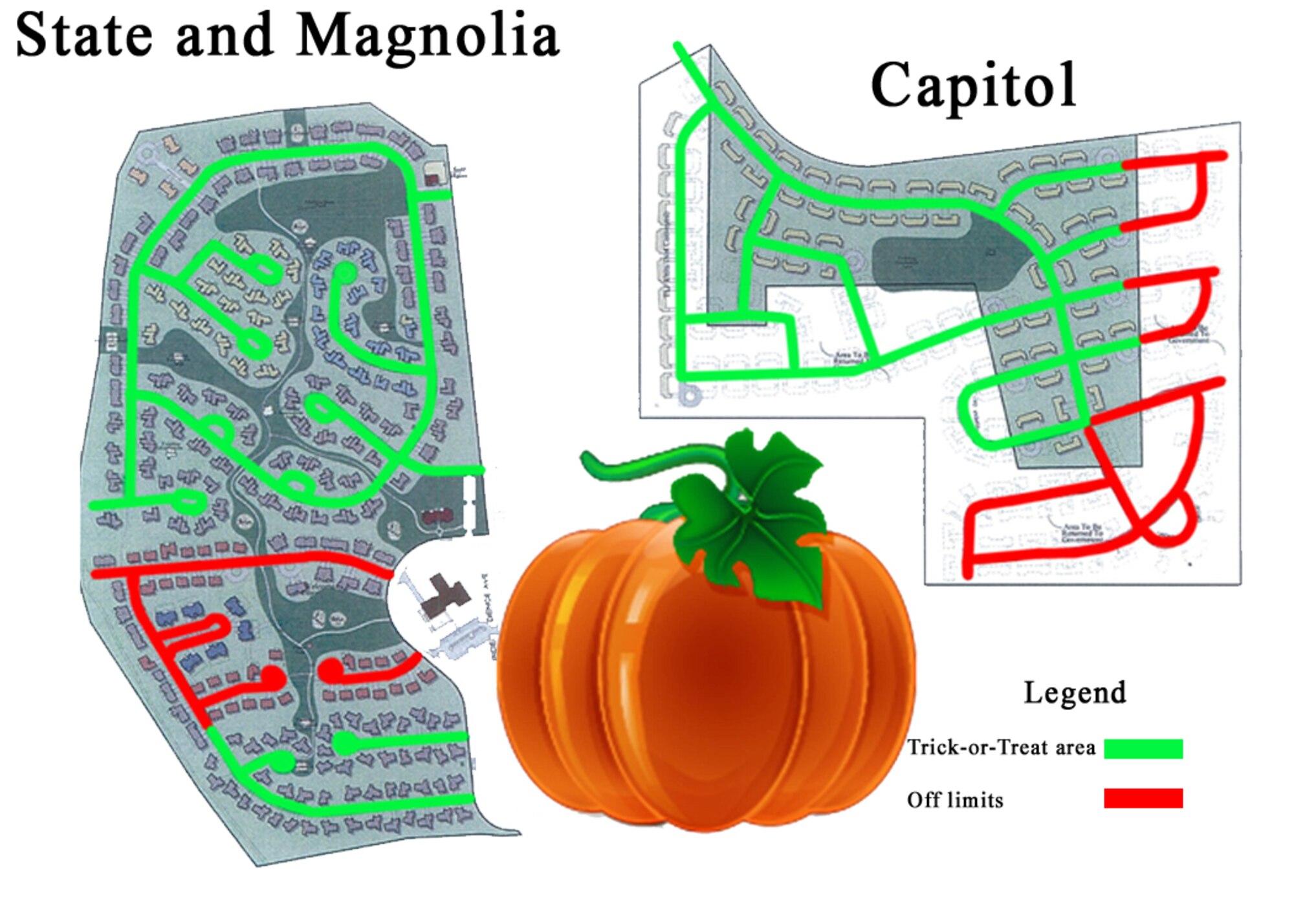 The Columbus AFB trick-or-treating route.