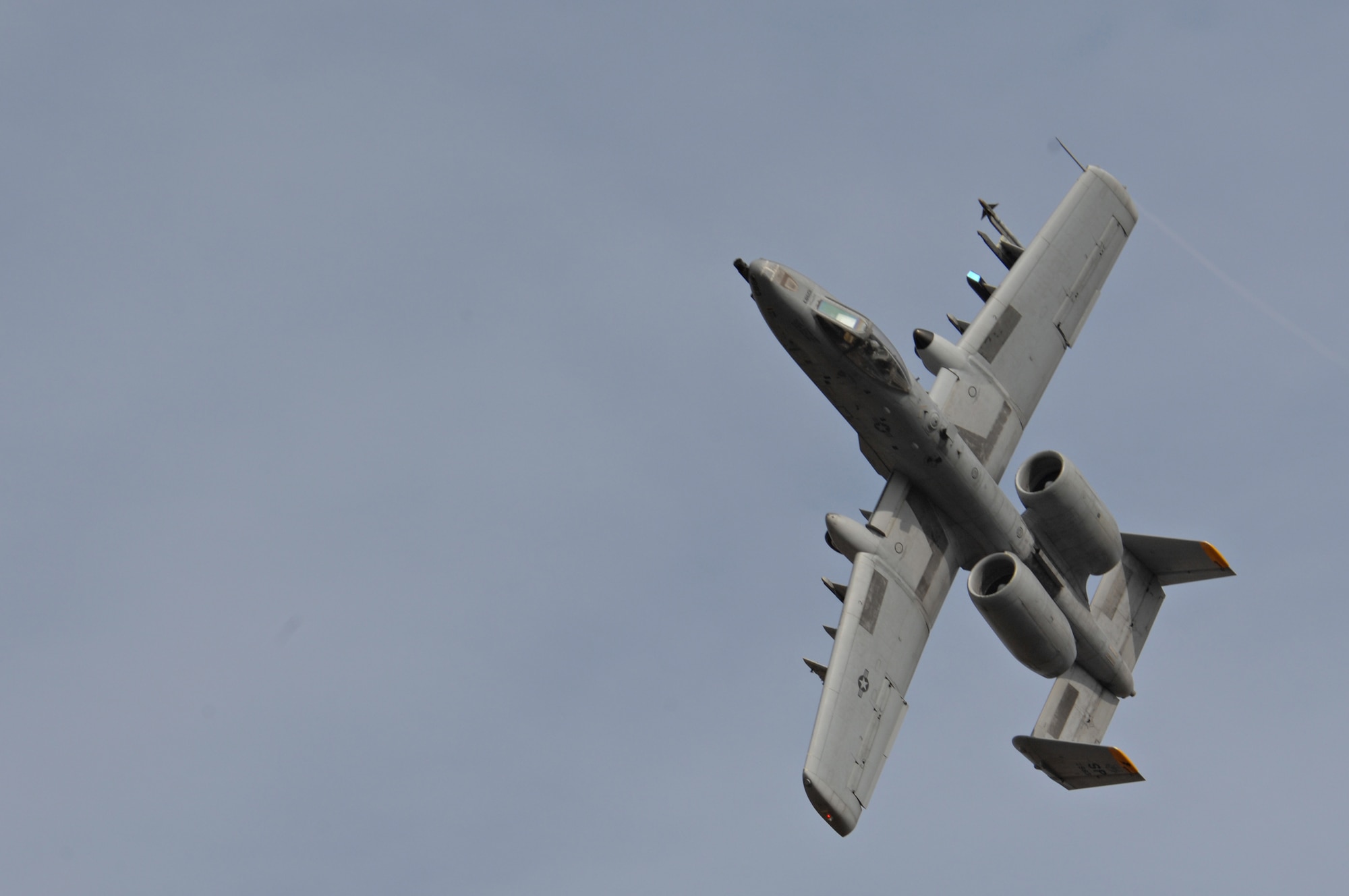CAMPIA TURZII, Romania – An A-10 Thunderbolt II from the 81st Fighter Squadron provides close air support during a training mission for Operation Dacian Thunder 2009 at the 71st Air Base Wing in Romania Oct. 29. During the Operation the U.S. Air Force flew about 100 sorties; half of which were with the Romanian air force. (U.S. Air Force photo/Senior Airman Benjamin Wilson)