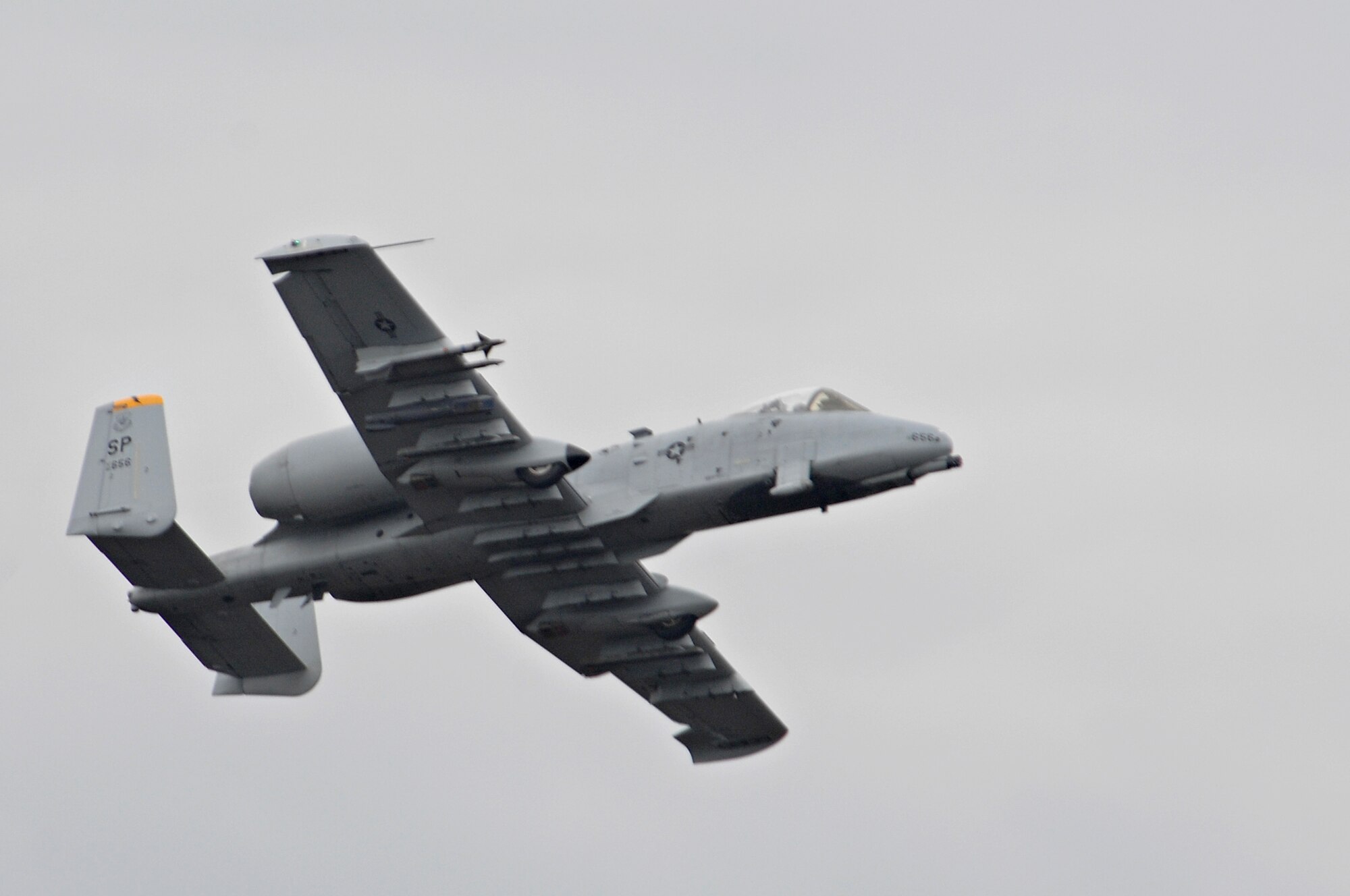 CAMPI TURZII, Romania – An A-10 Thunderbolt II flies through the sky over the 71st Air Base Wing, in Romania, during an aerial demonstration while deployed in support of Operation Dacian Thunder 2009, Oct. 26. During the operation the U.S. Air Force flew about 100 sorties; half of which were with the Romanian air force. (U.S. Air Force photo/Senior Airman Benjamin Wilson).