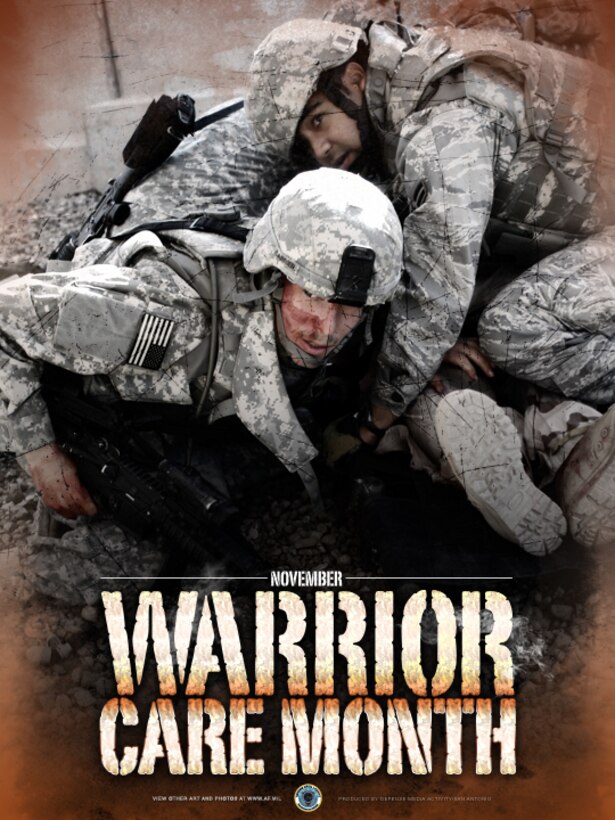 Warrior Care Month Poster #2. This poster was created by Luke Borland of the Defense Media Activity-San Antonio. AF.mil does not provide printed posters but a PDF file of this poster is available for local printing up to 18x24 inches. Requests can be made to afgraphics@dma.mil. Please specify the title and number.