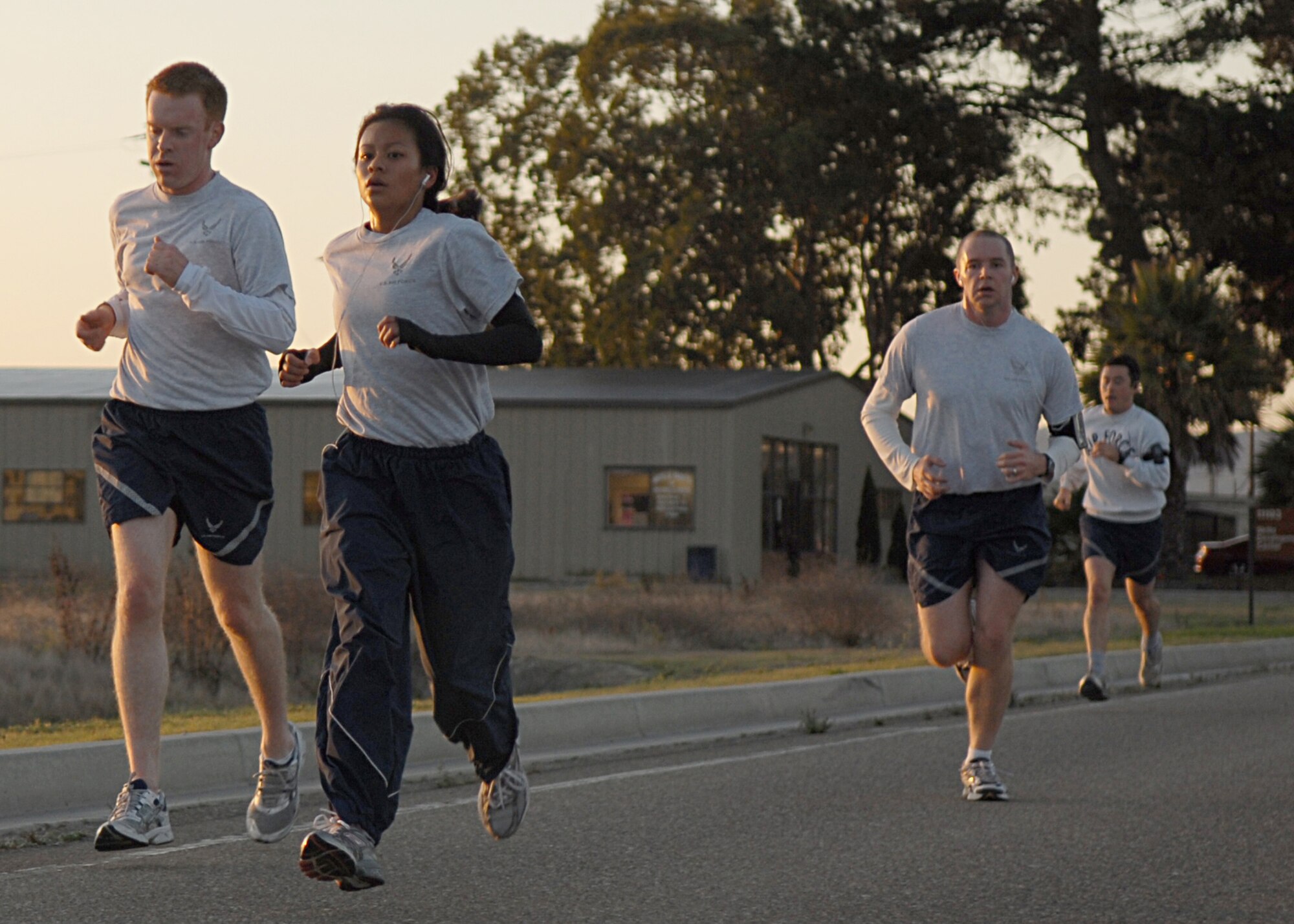 VANDENBERG AIR FORCE BASE, Calif. – Airmen, from the 30th Space Wing, participate in Vandenberg’s monthly Fit-to-Fight run here Friday, Oct. 30, 2009. Airmen run approximately 3.2 miles during the duration of the Fit-to-Fight Run. (U.S. Air Force photo/Airman 1st Class Kerelin Molina)