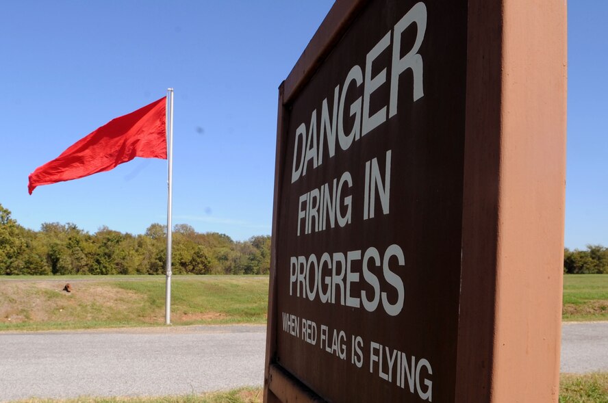 The red flag indicates firing is in progress on the range. (U.S. Air Force photo by Airman 1st Class Brittany Y. Bateman)(RELEASED)