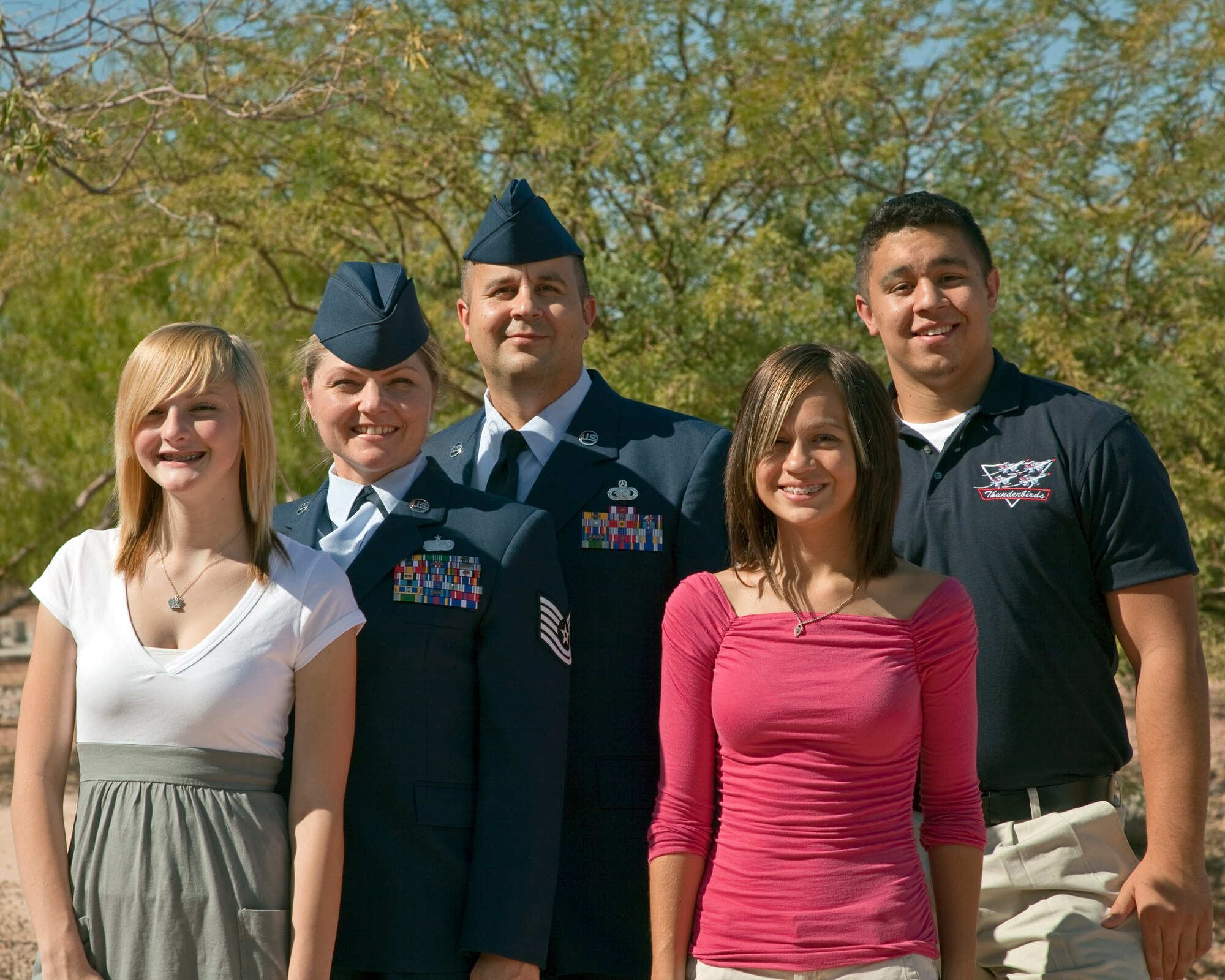 The Ojala family from Nellis Air Force Base, Nev., are the Air Force?s military family of the year. They were in Washington to compete in the National Military Family of the Year completion. From left to right are Kalie Ojala, Tech. Sgt. Thane Ojala, Master Sgt. Wayne Ojala, Katherine Ojala and Jari Ojala. (Courtesy photo)