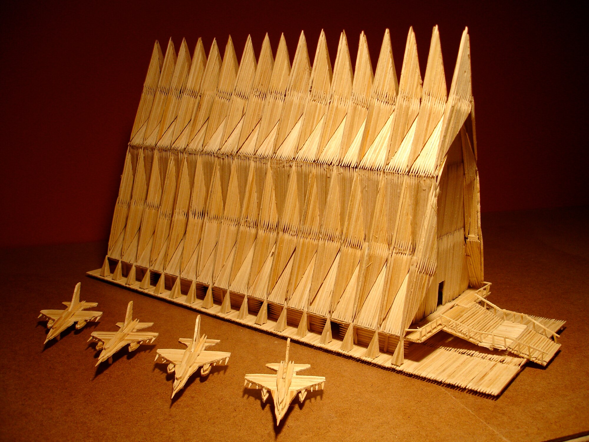 Artist Stan Munro called Stephen "Pete" Peterson, the Cadet Chapel's public relations director, earlier in October 2009 regarding a 1:164 scale model of the famed chapel ... made of toothpicks. (Courtesy photo)